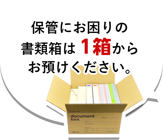 保管にお困りの書類箱は1箱からお預けください。